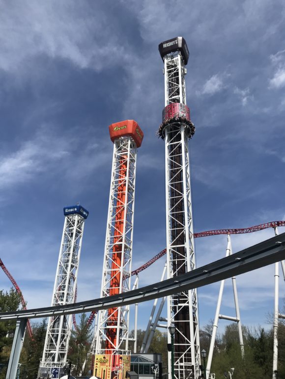 the Hersheypark Triple Tower was new to Hersheypark in 2017.