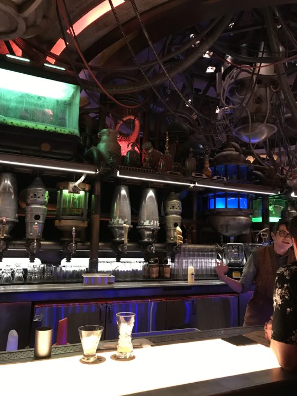 The bar at Oga's Cantina at Star Wars Galaxy's Edge at Hollywood Studios.