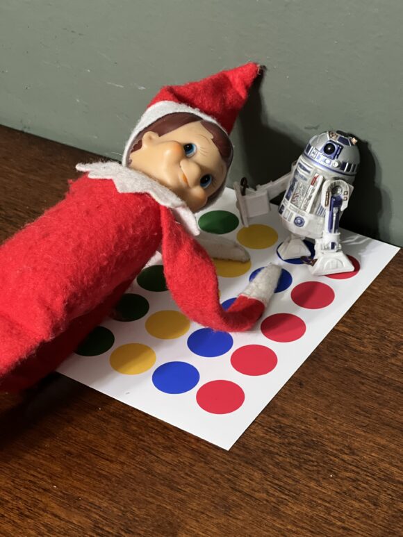 Elf on the Shelf playing Twister